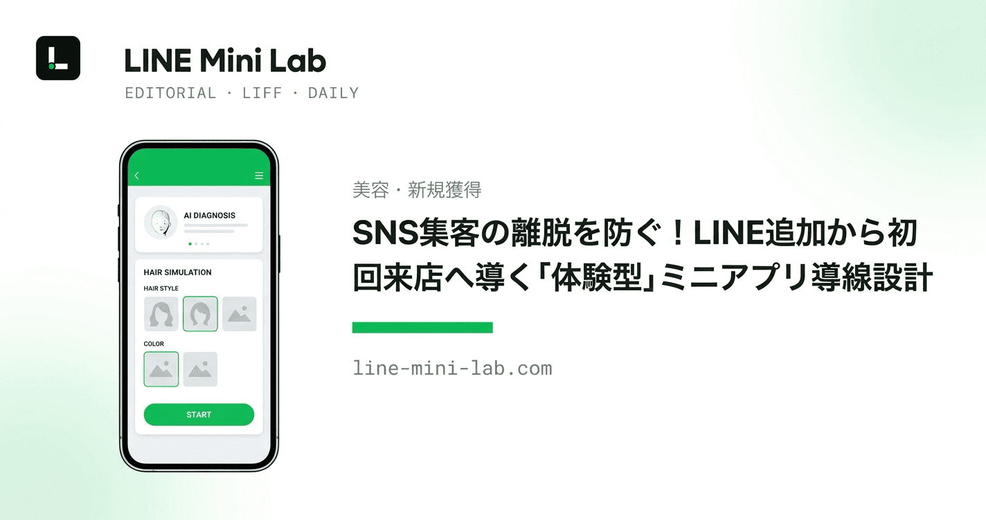 SNS集客の離脱を防ぐ!LINE追加から初回来店へ導く「体験型」ミニアプリ導線設計