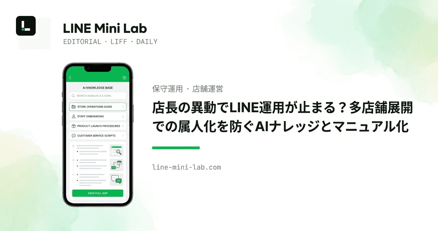 店長の異動でLINE運用が止まる?多店舗展開での属人化を防ぐAIナレッジとマニュアル化